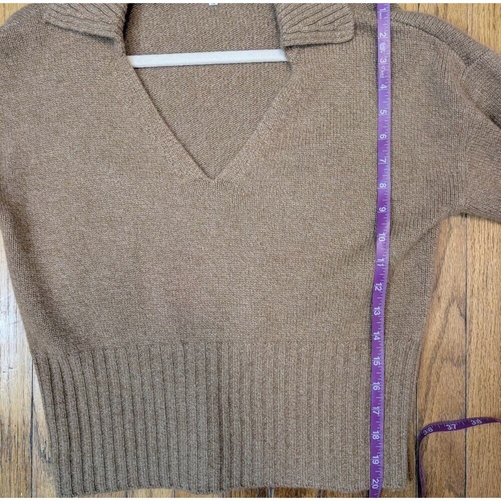 Reformation Beckie Cashmere Collared V Neck Sweater in Panko Camel Beige Tan - Picture 5 of 11